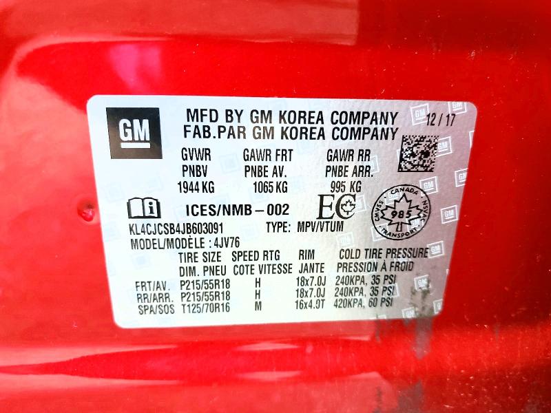 60418716 :رقم المزاد ، KL4CJCSB4JB603091 vin ، 2018 Buick Encore مزاد بيع
