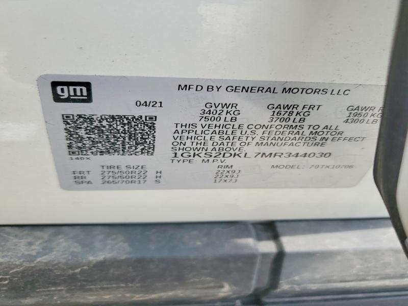 Продажа на аукционе авто 2021 Gmc Yukon, vin: 1GKS2DKL7MR344030, номер лота: 60837446