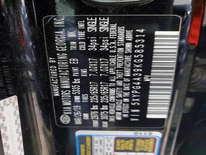 Продаж на аукціоні авто 2019 Kia Sorento, vin: 5XYPG4A39KG585314, номер лоту: 61900126