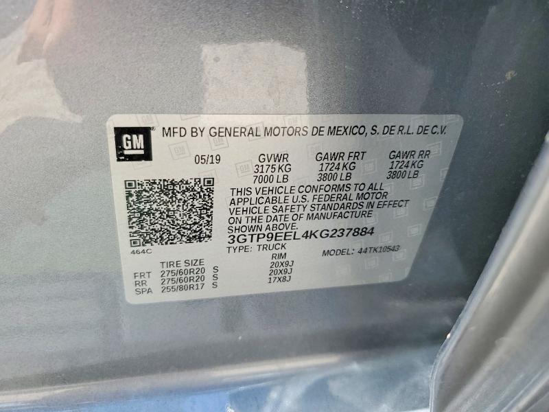Продажа на аукционе авто 2019 Gmc Sierra, vin: 3GTP9EEL4KG237884, номер лота: 59871026
