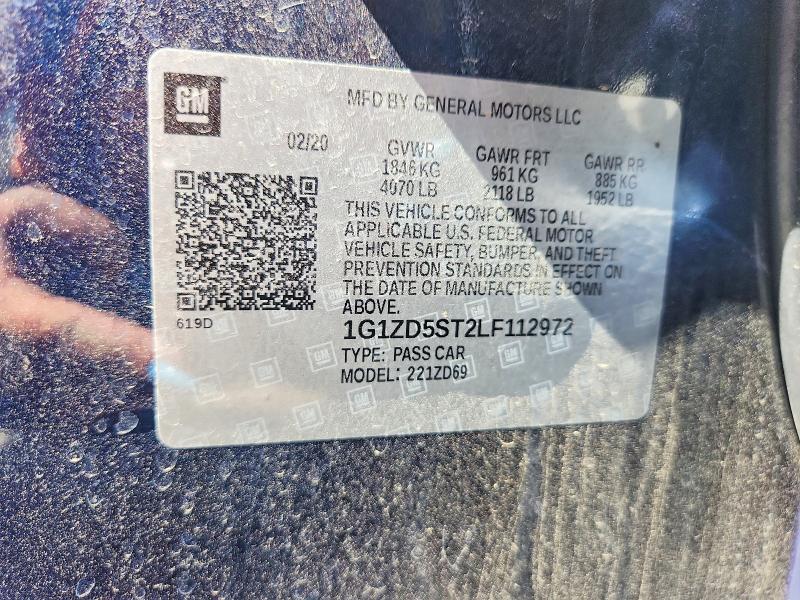 2020 Chevrolet Malibu მანქანა იყიდება აუქციონზე, vin: 1G1ZD5ST2LF112972, აუქციონის ნომერი: 62707606