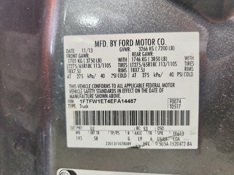 60331236 :رقم المزاد ، 1FTFW1ET4EFA14487 vin ، 2014 Ford F150 Fx4 Supercrew 4wd مزاد بيع