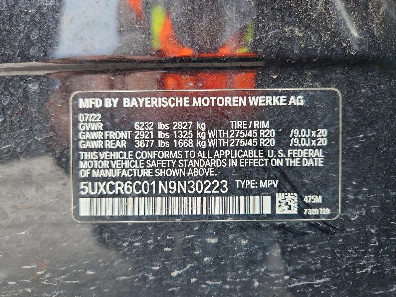 Продажа на аукционе авто 2022 Bmw X5, vin: 5UXCR6C01N9N30223, номер лота: 62820066