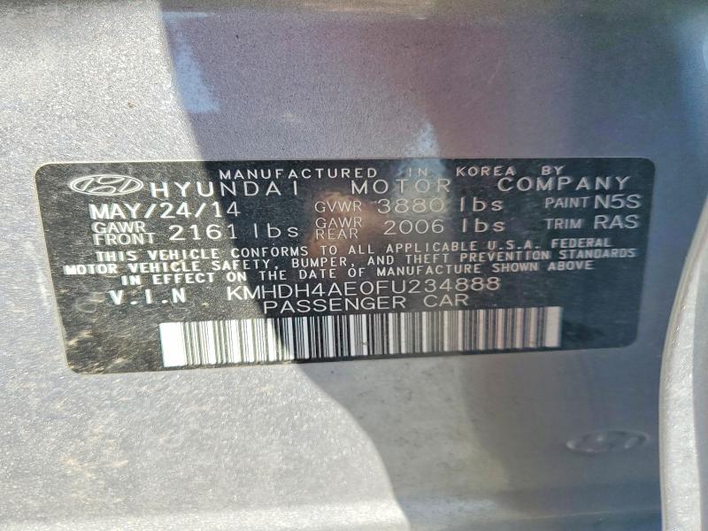 62093916 :رقم المزاد ، KMHDH4AE0FU234888 vin ، 2015 Hyundai Elantra مزاد بيع