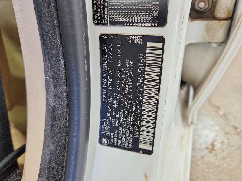 Продаж на аукціоні авто 2000 Bmw 323, vin: WBAAR3344YJB35059, номер лоту: 61082406