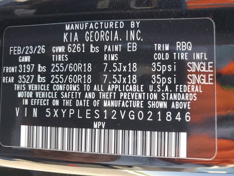 2027 Kia Telluride მანქანა იყიდება აუქციონზე, vin: 5XYPLES12VG021846, აუქციონის ნომერი: 60612906