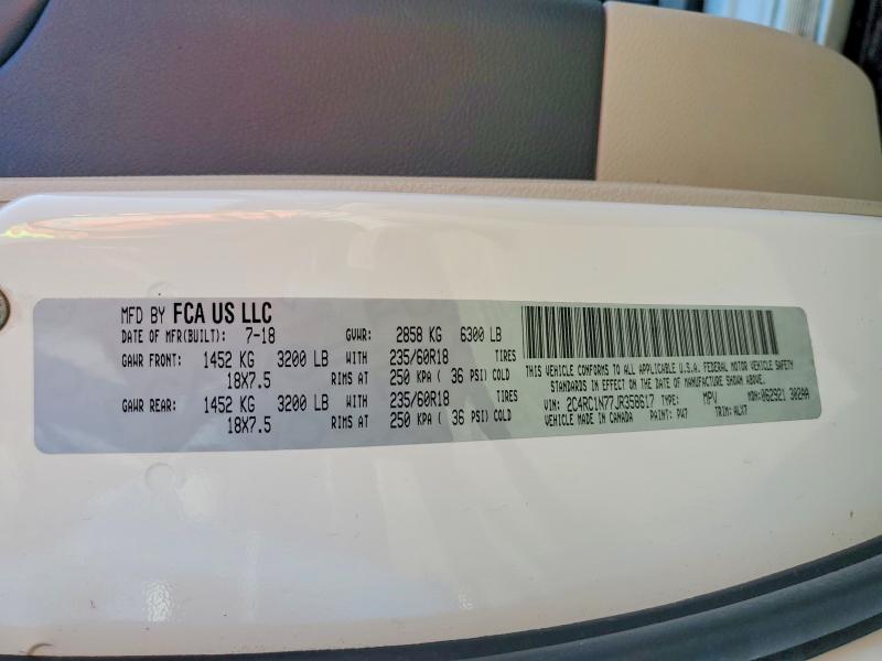 62353116 :رقم المزاد ، 2C4RC1N77JR358617 vin ، 2018 Chrysler Pacifica مزاد بيع