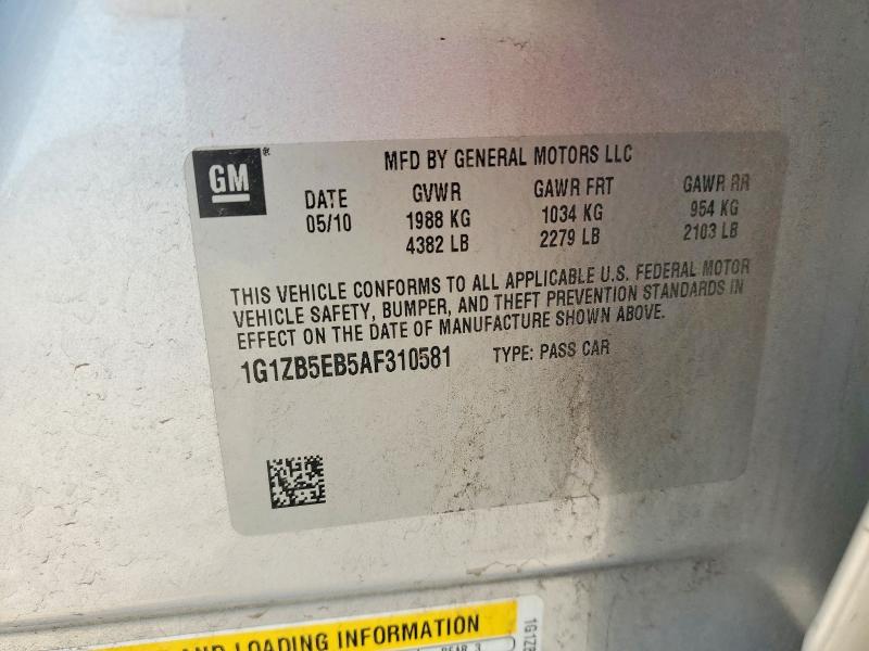 Продаж на аукціоні авто 2010 Chevrolet Malibu, vin: 1G1ZB5EB5AF310581, номер лоту: 62435196
