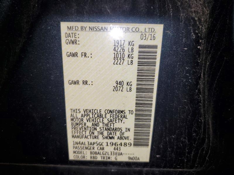 Aukcja sprzedaży 2016 Nissan Altima, vin: 1N4AL3AP5GC196489, numer aukcji: 61948566