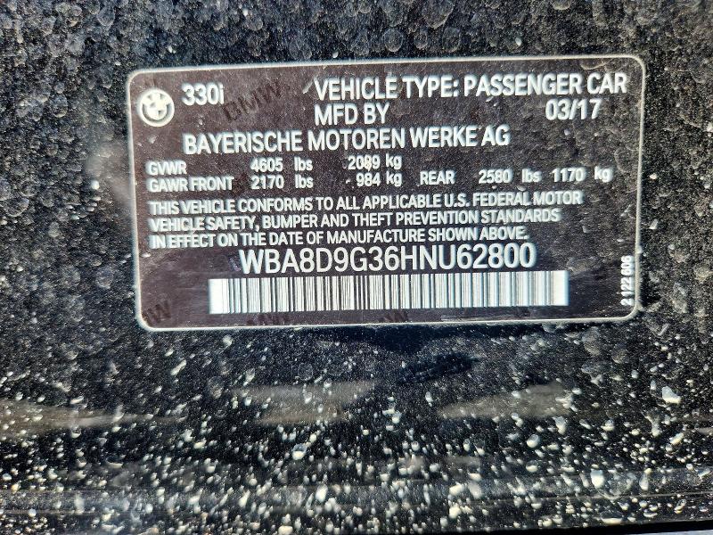 Aukcja sprzedaży 2017 Bmw 330, vin: WBA8D9G36HNU62800, numer aukcji: 61292096