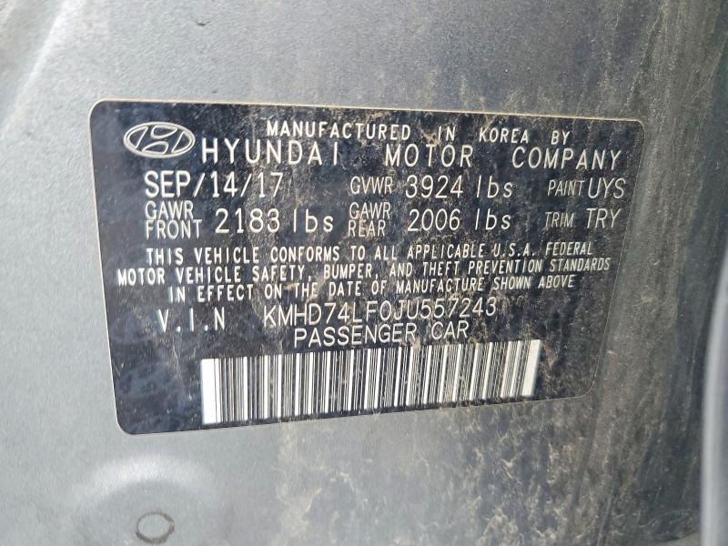 Продаж на аукціоні авто 2018 Hyundai Elantra, vin: KMHD74LF0JU557243, номер лоту: 60646906