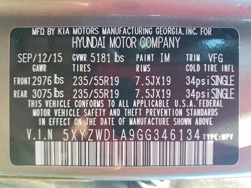 Продажа на аукционе авто 2016 Hyundai Santa Fe Sport, vin: 5XYZWDLA9GG346134, номер лота: 60742306