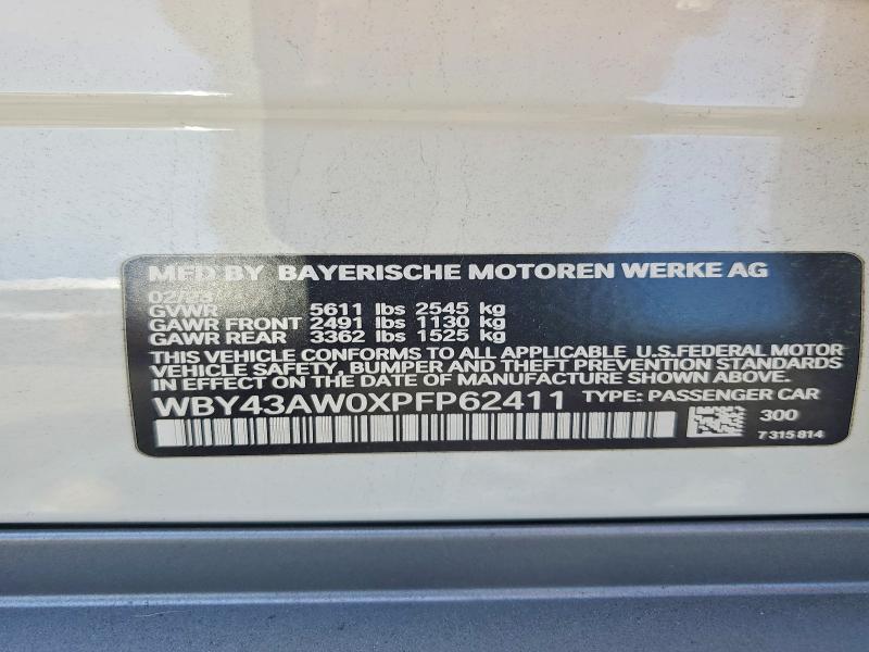 Aukcja sprzedaży 2023 Bmw I4, vin: WBY43AW0XPFP62411, numer aukcji: 59978516