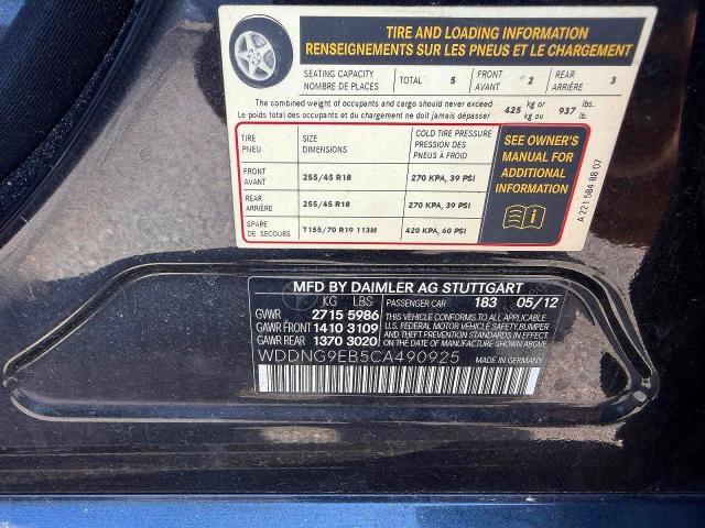 Aukcja sprzedaży 2012 Mercedes-benz S, vin: WDDNG9EB5CA490925, numer aukcji: 63349326