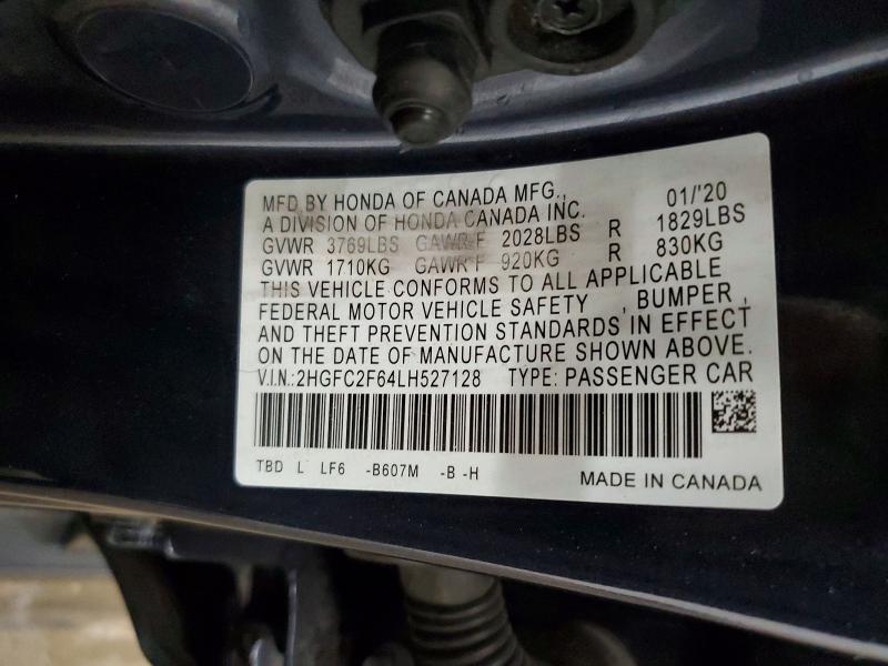 59993036 :رقم المزاد ، 2HGFC2F64LH527128 vin ، 2020 Honda Civic مزاد بيع