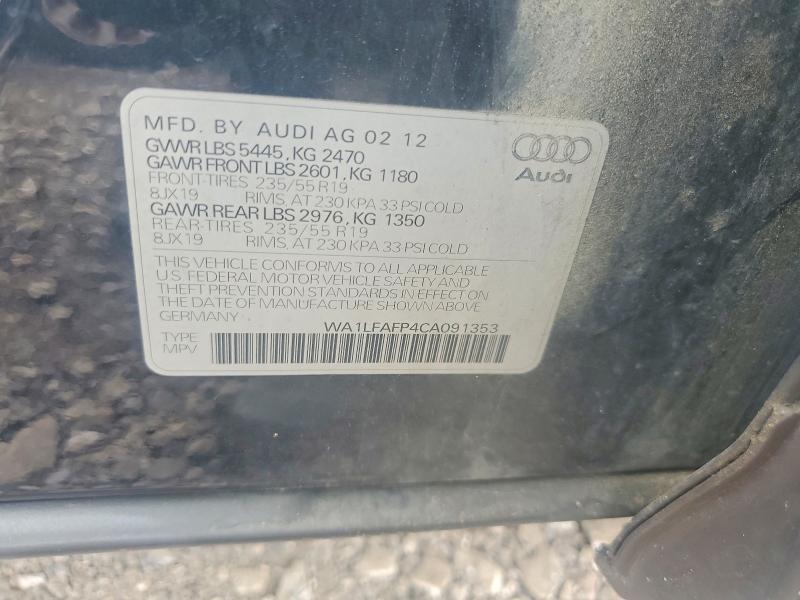 2012 Audi Q5 მანქანა იყიდება აუქციონზე, vin: WA1LFAFP4CA091353, აუქციონის ნომერი: 63113556