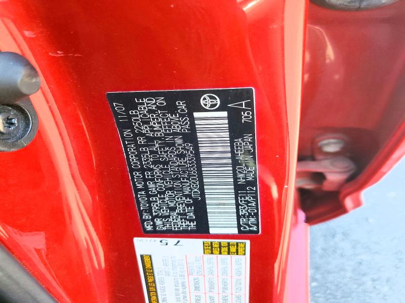 Aukcja sprzedaży 2008 Toyota Prius, vin: JTDKB20U683339549, numer aukcji: 63736256