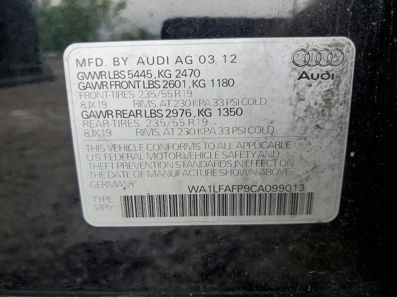 Aukcja sprzedaży 2012 Audi Q5, vin: WA1LFAFP9CA099013, numer aukcji: 63153686