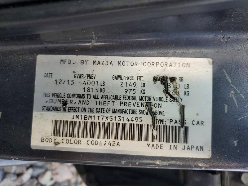 59764106 :رقم المزاد ، JM1BM1T7XG1314495 vin ، 2016 Mazda 3 مزاد بيع