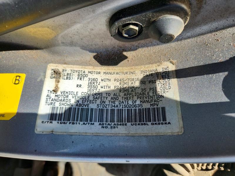 Продаж на аукціоні авто 2001 Toyota Sequoia, vin: 5TDZT34A71S020635, номер лоту: 63131416