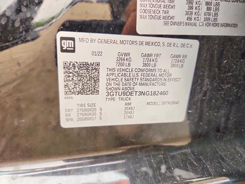 Aukcja sprzedaży 2022 Gmc Sierra Limited, vin: 3GTU9DET3NG182460, numer aukcji: 61183106