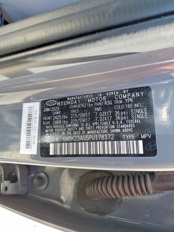 2023 Hyundai Kona მანქანა იყიდება აუქციონზე, vin: KM8K23AG5PU178372, აუქციონის ნომერი: 61705266