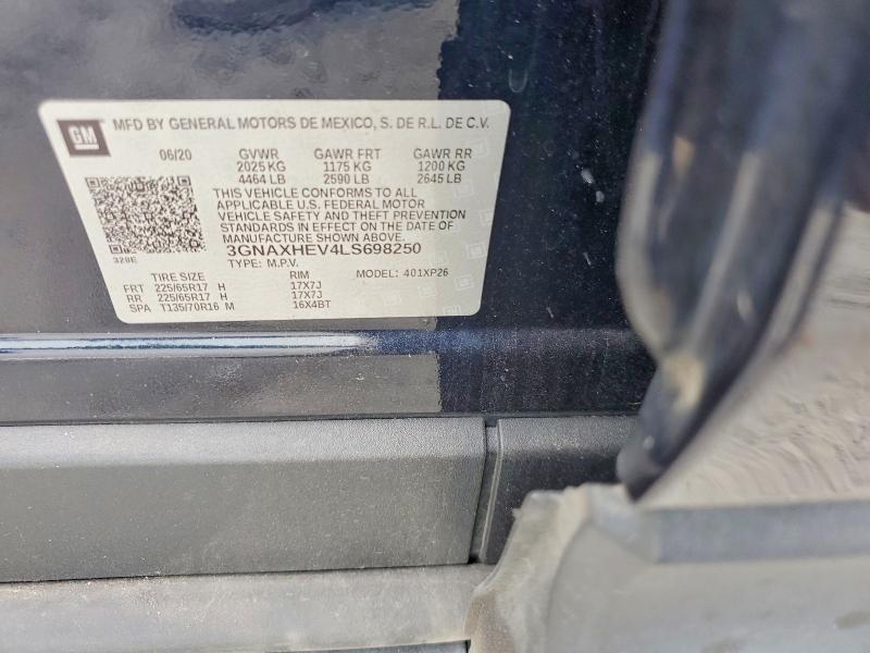 2020 Chevrolet Equinox მანქანა იყიდება აუქციონზე, vin: 3GNAXHEV4LS698250, აუქციონის ნომერი: 59234806