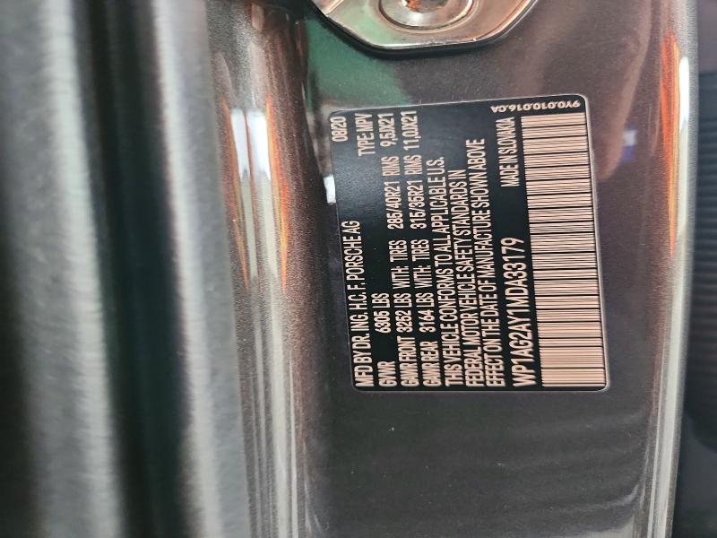 Aukcja sprzedaży 2021 Porsche Cayenne, vin: WP1AG2AY1MDA33179, numer aukcji: 60662136