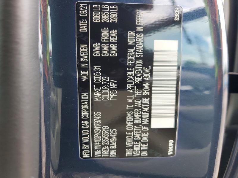 Aukcja sprzedaży 2022 Volvo Xc90, vin: YV4102PK9N1797435, numer aukcji: 62918346