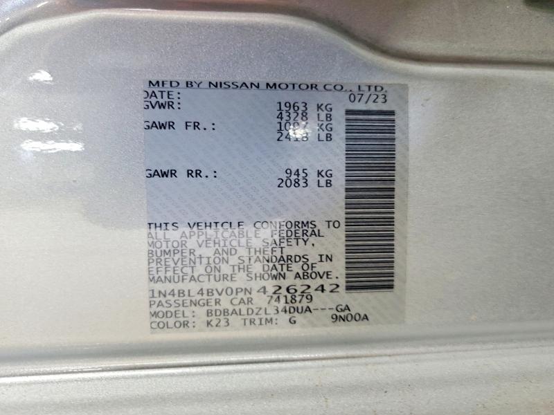 Aukcja sprzedaży 2023 Nissan Altima, vin: 1N4BL4BV0PN426242, numer aukcji: 63159516