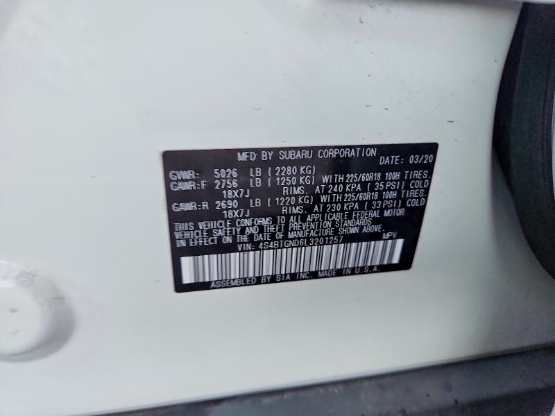 62661146 :رقم المزاد ، 4S4BTGND6L3201257 vin ، 2020 Subaru Outback مزاد بيع