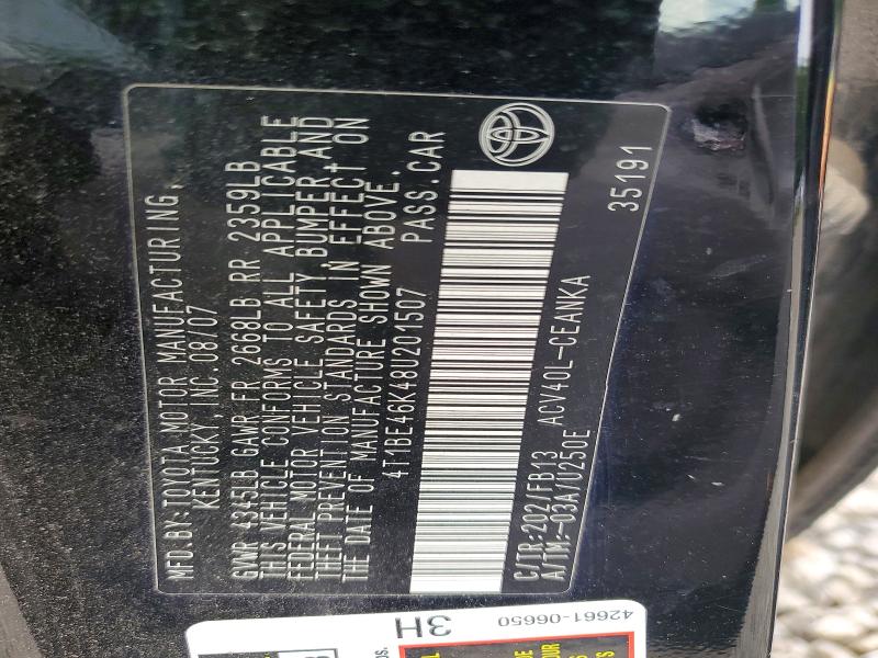 Продаж на аукціоні авто 2008 Toyota Camry, vin: 4T1BE46K48U201507, номер лоту: 76297035
