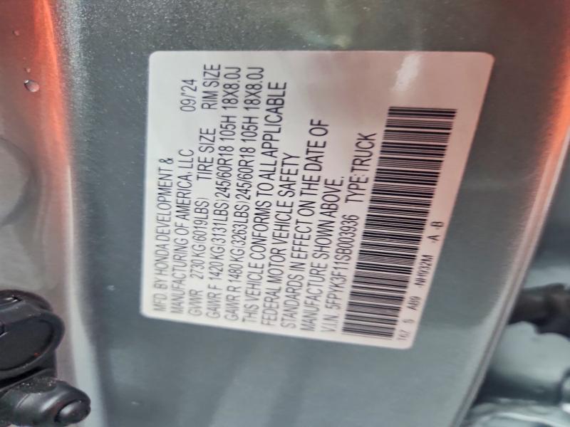 2025 Honda Ridgeline მანქანა იყიდება აუქციონზე, vin: 5FPYK3F11SB003936, აუქციონის ნომერი: 60962756