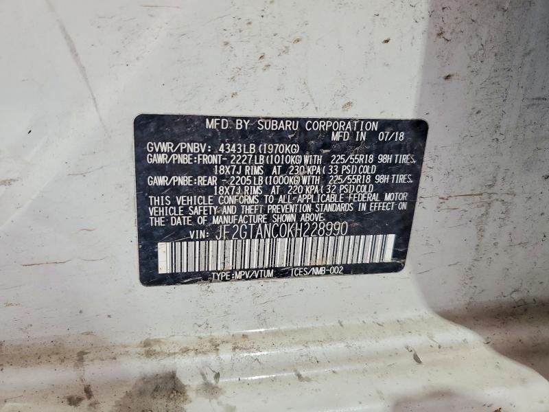 63174006 :رقم المزاد ، JF2GTANC0KH228990 vin ، 2019 Subaru Crosstrek مزاد بيع