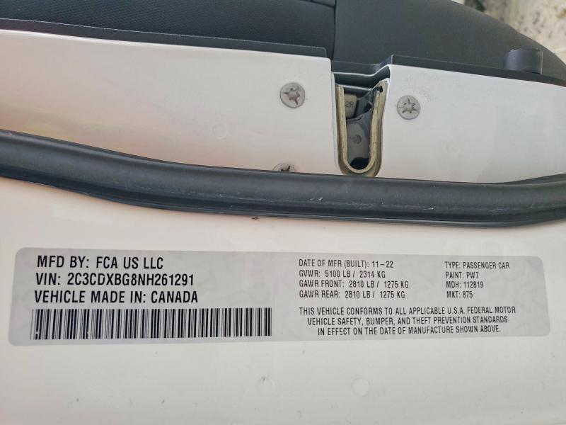 2022 Dodge Charger მანქანა იყიდება აუქციონზე, vin: 2C3CDXBG8NH261291, აუქციონის ნომერი: 59650656