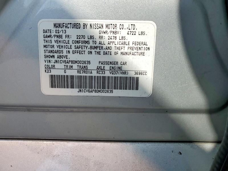 2013 Infiniti G37 Sedan მანქანა იყიდება აუქციონზე, vin: JN1CV6AP8DM302635, აუქციონის ნომერი: 59698556