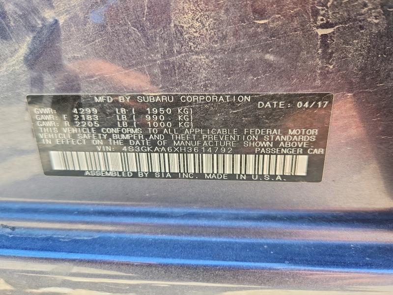Aukcja sprzedaży 2017 Subaru Impreza, vin: 4S3GKAA6XH3614792, numer aukcji: 60226046