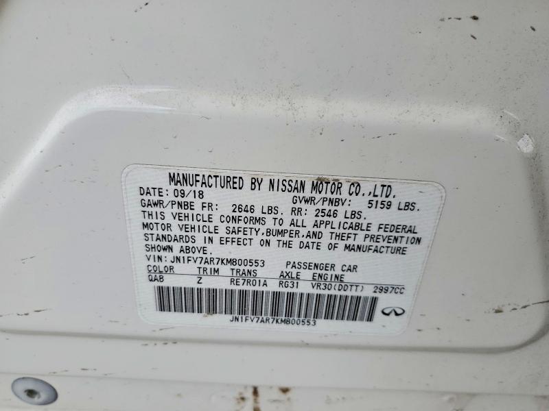 Aukcja sprzedaży 2019 Infiniti Q50, vin: JN1FV7AR7KM800553, numer aukcji: 61810136