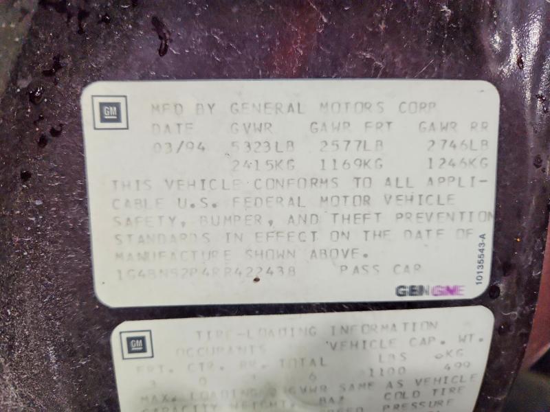 Aukcja sprzedaży 1994 Buick Roadmaster, vin: 1G4BN52P4RR422438, numer aukcji: 63409376
