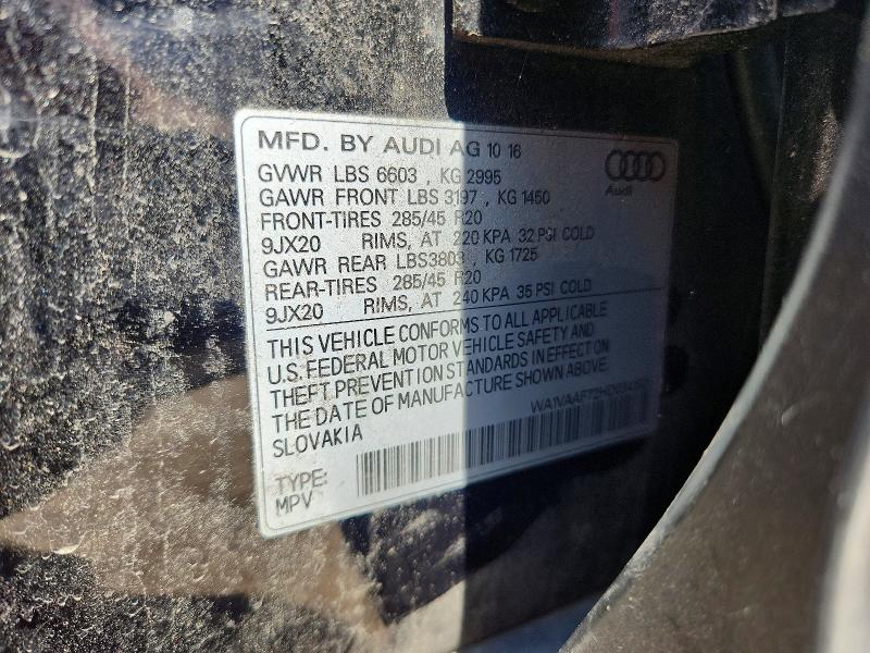 60361966 :رقم المزاد ، WA1VAAF72HD034193 vin ، 2017 Audi Q7 مزاد بيع
