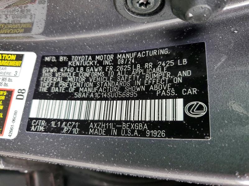 62949936 :رقم المزاد ، 58AFA1C14SU056895 vin ، 2025 Lexus Es 300h مزاد بيع