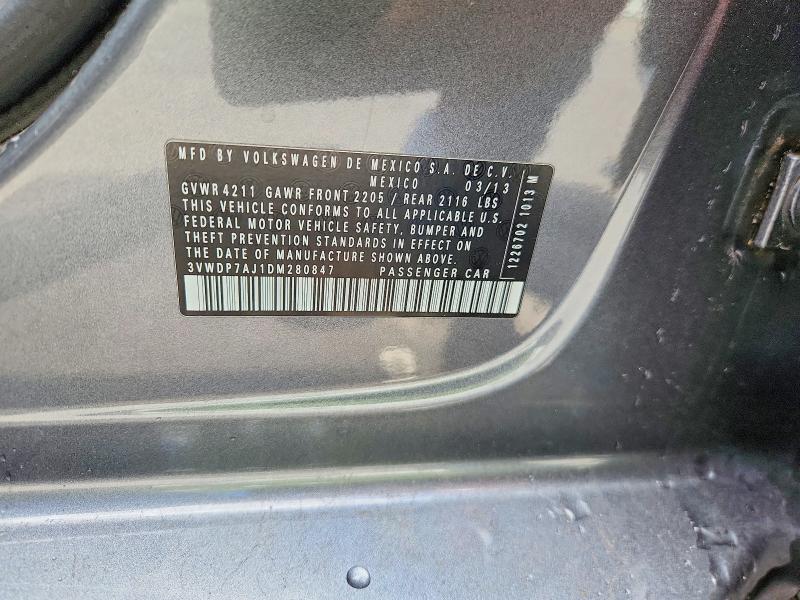 59669126 :رقم المزاد ، 3VWDP7AJ1DM280847 vin ، 2013 Volkswagen Jetta مزاد بيع