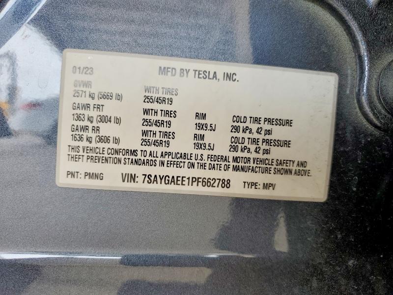 60681596 :رقم المزاد ، 7SAYGAEE1PF662788 vin ، 2023 Tesla Model Y مزاد بيع
