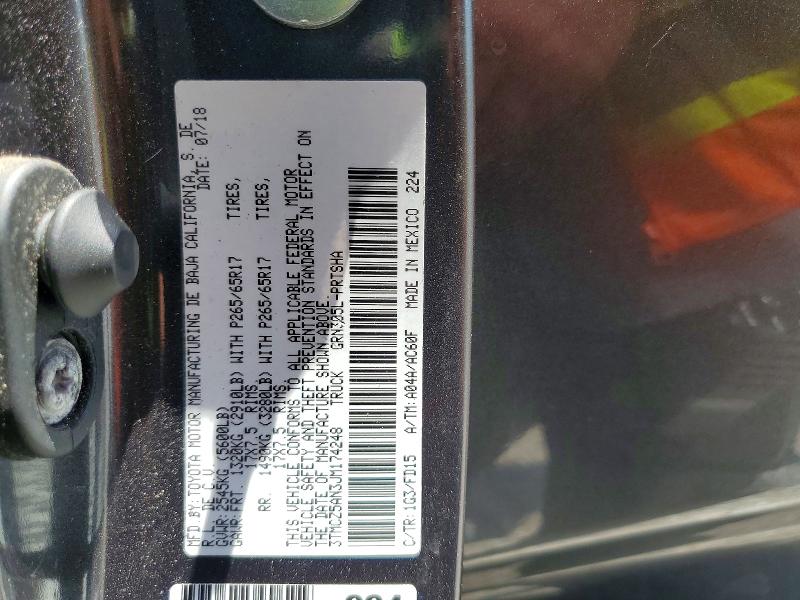 2018 Toyota Tacoma მანქანა იყიდება აუქციონზე, vin: 3TMCZ5AN3JM174248, აუქციონის ნომერი: 62963296