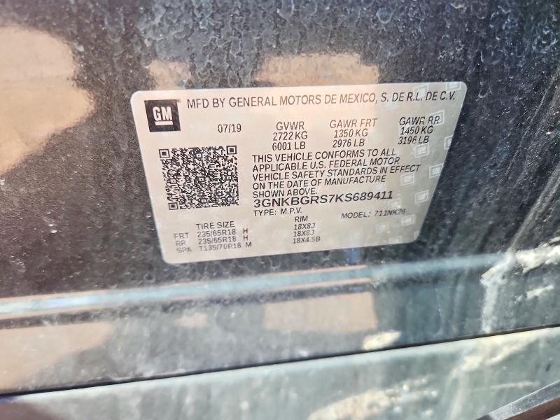 2019 Chevrolet Blazer მანქანა იყიდება აუქციონზე, vin: 3GNKBGRS7KS689411, აუქციონის ნომერი: 59735376