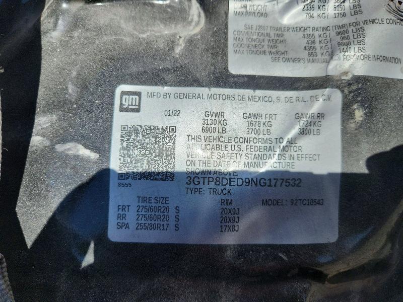 Продажа на аукционе авто 2022 Gmc Sierra Limited, vin: 3GTP8DED9NG177532, номер лота: 63695726