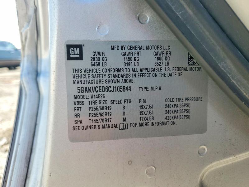 Aukcja sprzedaży 2012 Buick Enclave, vin: 5GAKVCED6CJ105844, numer aukcji: 62822726