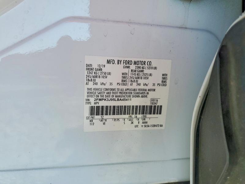59698196 :رقم المزاد ، 2FMPK3J95LBA45411 vin ، 2020 Ford Edge مزاد بيع