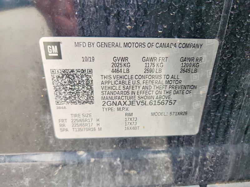 2020 Chevrolet Equinox მანქანა იყიდება აუქციონზე, vin: 2GNAXJEV5L6156757, აუქციონის ნომერი: 62170896