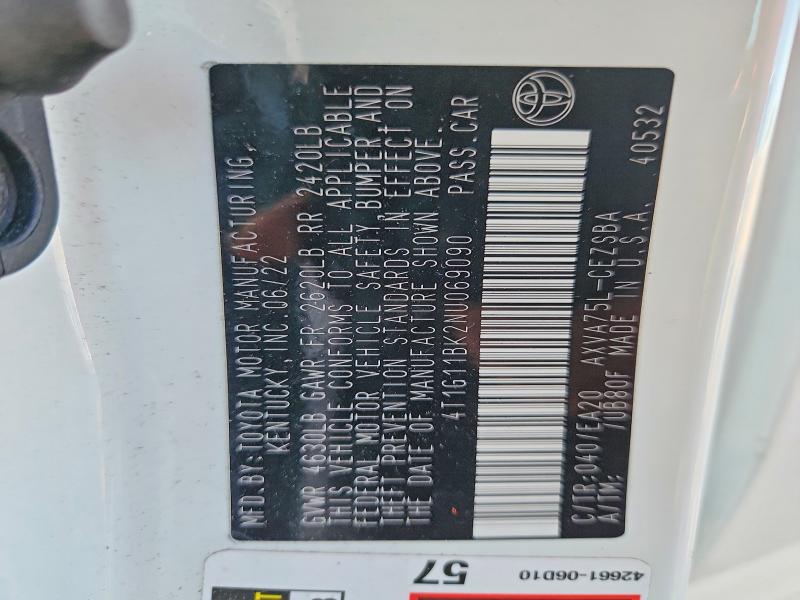 Продаж на аукціоні авто 2022 Toyota Camry, vin: 4T1G11BK2NU069090, номер лоту: 62221706